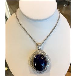 GIA 126.18ct Natural Tanzanite 18K White Gold Pendant