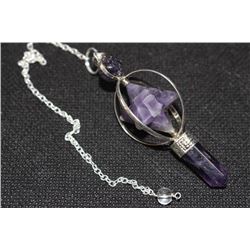 Mixed Natural Stone Star Point Pendulum (Amethyst, Rose Qtz, Clear Qtz) Pendants