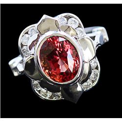 3.63ct Padparadscha Sapphire 14K White Gold Ring