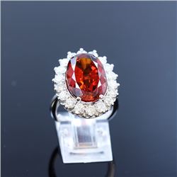 14.03ct Natural Malaya Garnet 14K White Gold Ring
