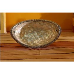 13X20 Oval MOP Plate With Sterling Silver & Stones Gift Item