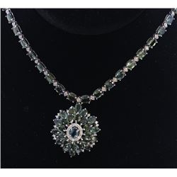 76ct Green Sapphire 18K White Gold Necklace