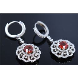 2.57ct Red Sapphire 14K white Gold Earring