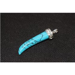 62 M.M. Plain Ivoryshape(Chili) Syn Turquoise Pendants