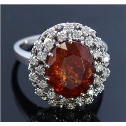 8.84ct Hessonite Garnet 14K White Gold Ring