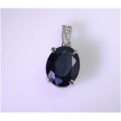 4.44ct Blue Sapphire 14K White Gold Pendant