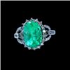Image 1 : 3.92CT NATURAL COLOMBIAN EMERALD 14K WHITE GOLD RING