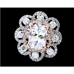 GIA 4.02ct White Sapphire 14K White Gold Ring