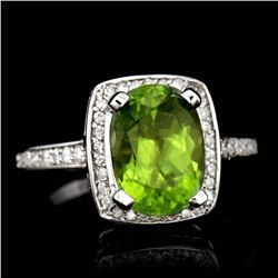 4.46ct Peridot 14K White Gold Ring