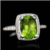 Image 1 : 4.46ct Peridot 14K White Gold Ring