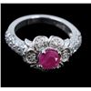 Image 3 : 1.01ct Ruby 14K White Gold Ring