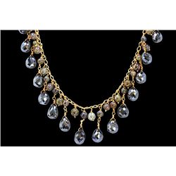 GIA 51.48CT Black Diamond 14k Yellow Gold Necklace