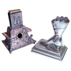 Match holders (2): 1 silver plate w/f...