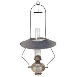 Hanging country store lamp, nickel w/...