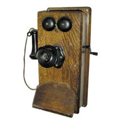 Kellogg oak wall telephone, original ...
