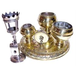 Cigar cutters (2): brass tray w/holde...