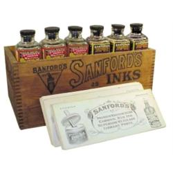 Sanford's Inks wooden adv. box w/24 N...