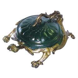 Cast iron turtle spittoon, ornate Vic...