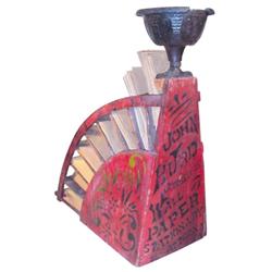 Country store wooden sack rack w/stri...