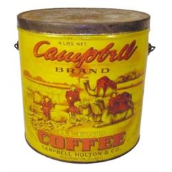 Campbell 4# coffee pail, litho on tin...