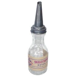 NOS Skelly Supreme embossed glass oil...