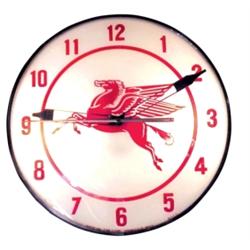 Mobil Oil light-up PAM clock, convex ...