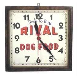 Rival Dog Food advertising clock, red...