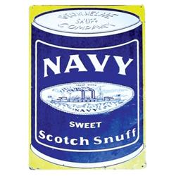 Navy Scotch Snuff embossed tin sign, ...