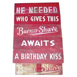 Burma Shave slogan boards (6), Fair t...