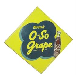 O-So Grape embossed tin sign w/wood f...