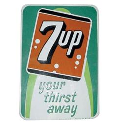 7-Up embossed tin sign, c.1960's, VG ...
