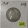 Image 2 : 1910 Canada Twenty-five Cent - Silver