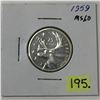 Image 1 : 1959 Canada Twenty-five Cent - Mint - Silver