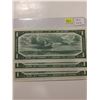 Image 2 : 3 - 1954 Bk of Canada One Dollar Bills - In Sequence - Incirc.