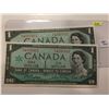 Image 1 : 1967 Bk of Canada Centennial One Dollar Bill - Consecutive Pr. - Uncirc.