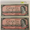 Image 1 : 2 - 1954 Two Dollar Banknotes - Lawson/Bouey