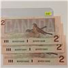 Image 1 : 3 - 1986 'Bird Series' Two Dollar Bills - Thiessen/Crow - Consecutive - Uncirc.