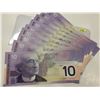 Image 2 : 9 - 2001 Cdn. Ten Dollar Bills 'Remembrance & Peacekeeping' Bills - Consec. S/N's FEF8321147 to FEF8