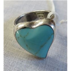 Mexican Sterling Silver & Turquoise Heart Ring