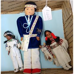 3 Native American Dolls