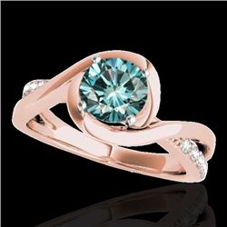 1.15 CTW SI Certified Fancy Blue Diamond Solitaire Ring 10K Rose Gold - REF-150T9X - 34841