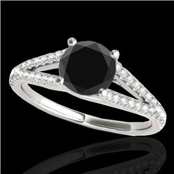 1.25 CTW Certified Vs Black Diamond Solitaire Ring 10K White Gold - REF-59H3W - 35306