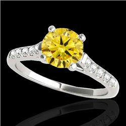 1.45 CTW Certified Si Fancy Intense Yellow Diamond Solitaire Ring 10K White Gold - REF-163T5X - 3498