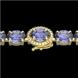 19.25 CTW Tanzanite & VS/SI Diamond Eternity Micro Halo Bracelet 14K Yellow Gold - REF-180Y2N - 4024