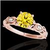Image 1 : 1.1 CTW Certified Si Intense Yellow Diamond Solitaire Antique Ring 10K Rose Gold - REF-156W4H - 3463