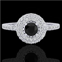 0.80 CTW Micro VS/SI Diamond Designer Ring 18K White Gold - REF-59R5K - 20893