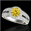 Image 1 : 1.6 CTW Certified Si Fancy Intense Yellow Diamond Solitaire Halo Ring 10K White Gold - REF-180M2F - 