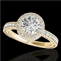 1.51 CTW H-SI/I Certified Diamond Solitaire Halo Ring 10K Yellow Gold - REF-180T2X - 34303