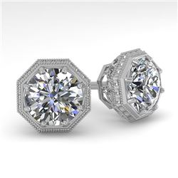 2.05 CTW Certified VS/SI Diamond Stud Earrings 14K White Gold - REF-550Y3N - 35616