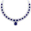 51.41 CTW Royalty Sapphire & VS Diamond Necklace 18K White Gold - REF-927F3M - 39426